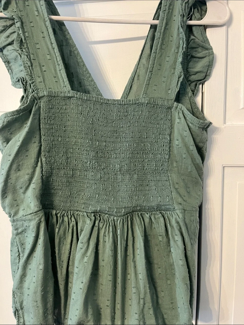Old Navy Olive Green Ruffle-Shoulder Button Front Camisole